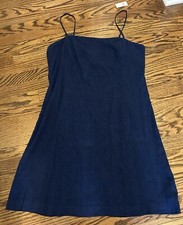 NEW GAP Women’s Linen Blend Mini Dress Size Large TALL Blue Indigo NWT