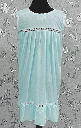Victorian Cotton Nightgown Sleeveless Ruffle Hem Vintage Style SoieRose SR1141 - Picture 6 of 9