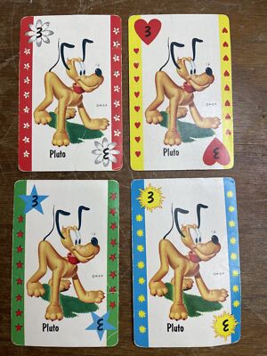 Vintage Walt Disney Disneyland Lot Of 4 Pluto #3 Playing Cards WDP