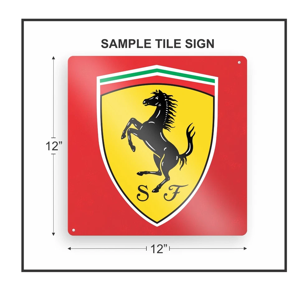 8-Foot (96 inches) Ferrari Racing Vintage Reproduction Tile Signs - BIG DESIGN - Image 2 of 4