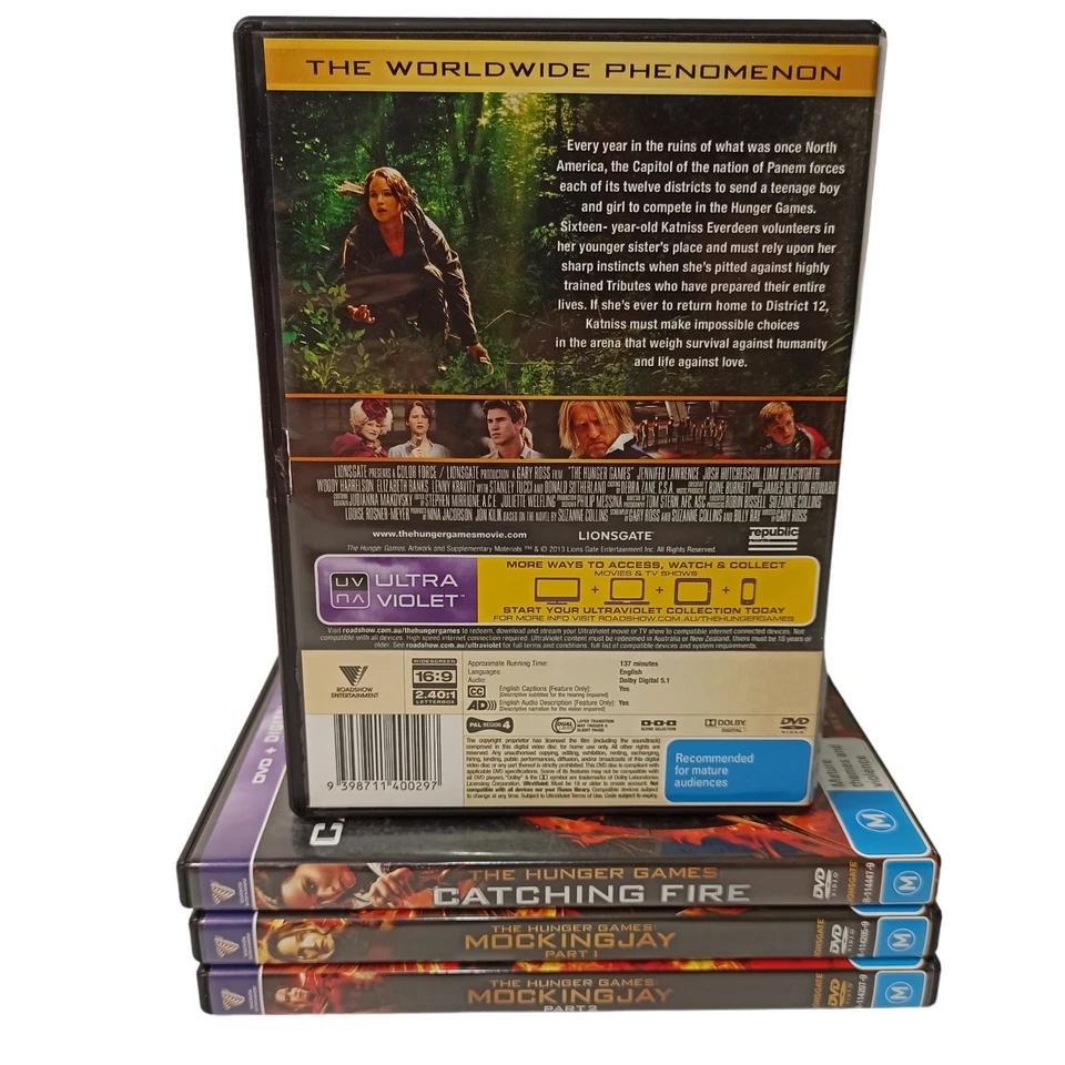 The Hunger Games (4) DVD Bundle Lot Action Adventure Survival Family R4 VGC - Image 2 of 4