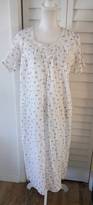 Gold Coast women's cotton sleeveless white & red floral nightgown M