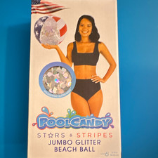 PoolCandy Stars  Stripes Jumbo Glitter Beach Ball Ages 6 US1786USW