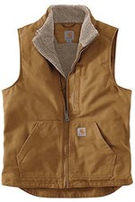 Carhartt Men's Washed Duck Sherpa-Lined Mock-Neck Vest Loose Fit Medium 0V4277-M