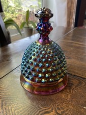 Vintage Imperial Glass Carnival Hobnail Bell Peacock Color