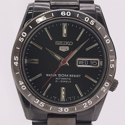 Working SEIKO 5 50M 7S26 02T0 AT Automatic 21 Jewels See Through Day Date Black
