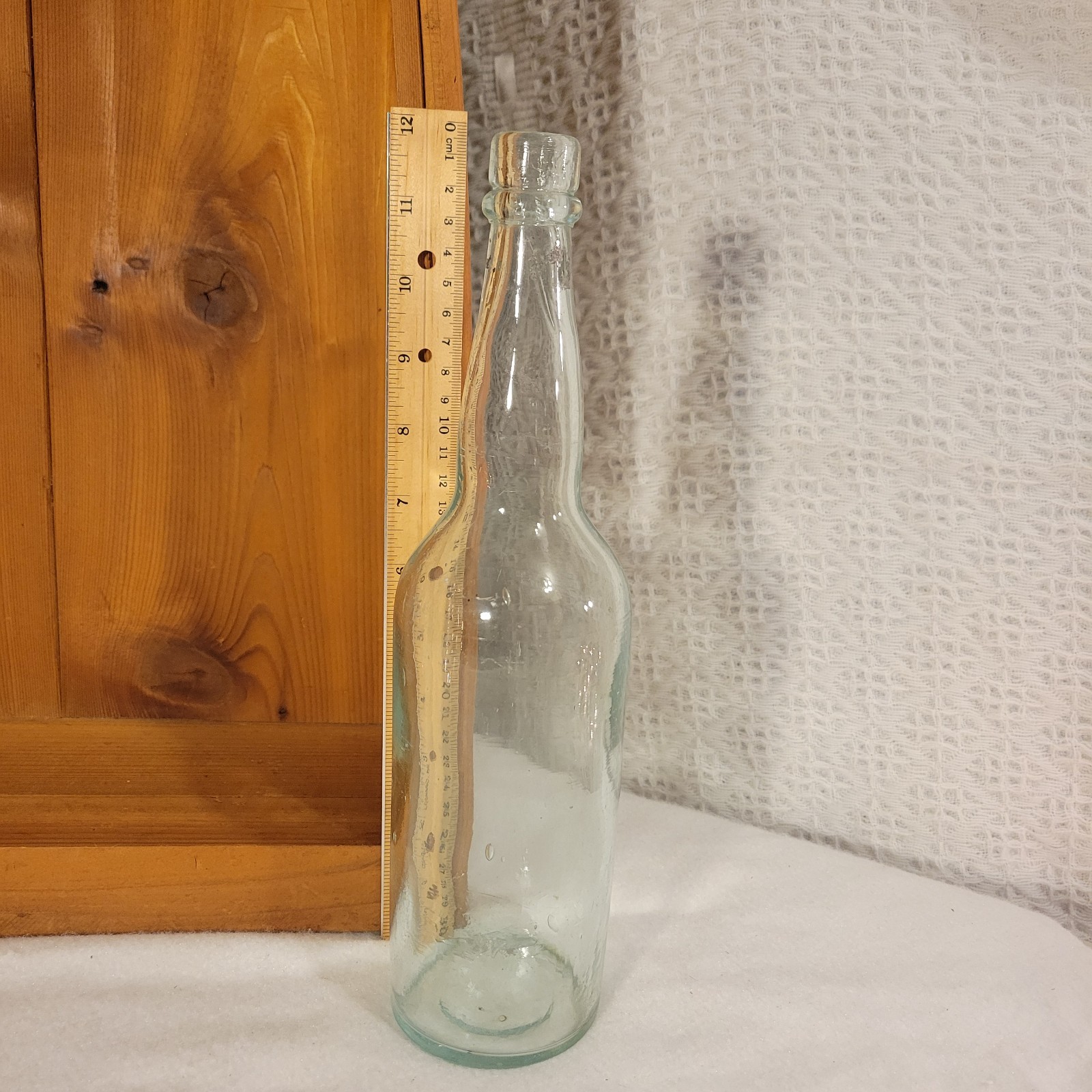 Old Antique Aqua Beer Bottle  with Applied Top