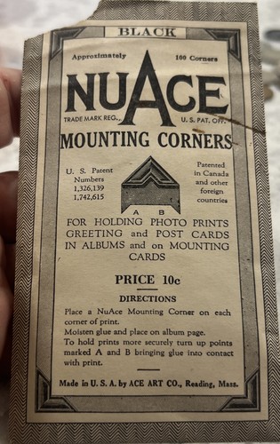 Vintage NuAge Regular Mounting Corners Blk Scrapbooking Photography Crafts 75pcs
