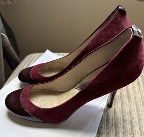 Michael Kors - Flex Pump Suede Leather Heel Burgundy Wine 10 M Burgundy/Wine - Picture 2 of 13