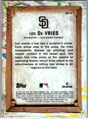 2024 Bowman's Best #BS-4 Leo De Vries Bowman Showpieces - Afbeelding 2 van 2