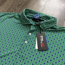 RLX Ralph Lauren Golf Shirt Polo Sleeve Logo Floral Print Sz XXL Green
