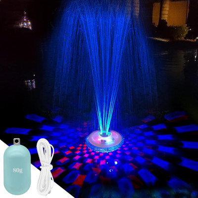 Rechargeable Floating Pool Fountain with Underwater Light Show and 2 Spray Modes