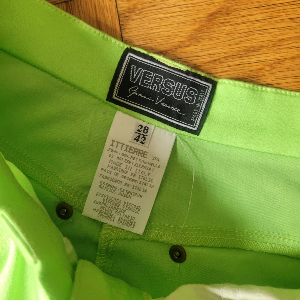 Pantalones De Colección Gianni Versace VERSUS Verde Lima Cintura Alta 28/42 Años 80 Neón Foto 3 de 4