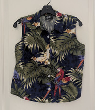 Vintage Shannon Marie Hawaiian Shirt Womens Size S Parrot Floral Made in USA