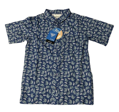 Columbia PFG Uncharted Youth Large 14/16 Fishing Shirt Omni-Wick UPF 40