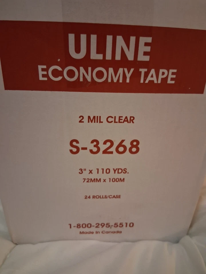 Cinta económica Uline - 2 mil, 3" x 110 yardas. 24 rollos transparentes Foto 2 de 4