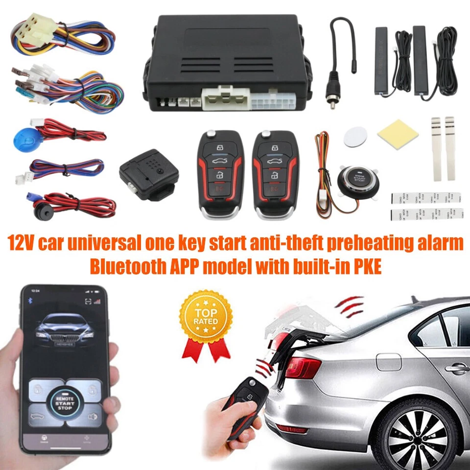 Keyless Go Nachrüstset Auto- Mit Start-Stopp Taster & Funk Fernstart Alarmanlage - Image 4 of 4