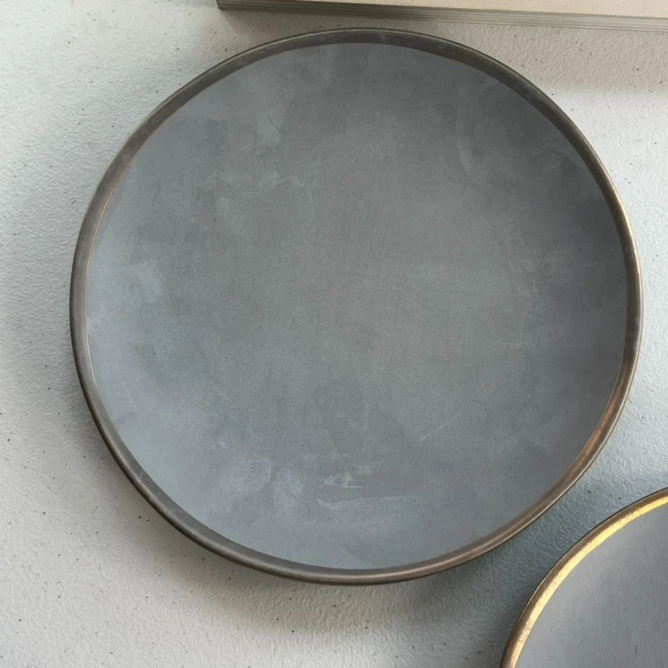 Crate & Barrel Salad Plates Set of 2 8.5" Earthenware Matte Addison Gray - Image 4 of 4