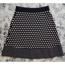 J. McLaughlin Black Cream Polka Dot Skirt Small Preppy Elegant Geometric Comfort