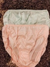 NEW! 2 Pair Vintage Trend Basics Nylon High Cut Briefs Panties Size 8 Silky Soft