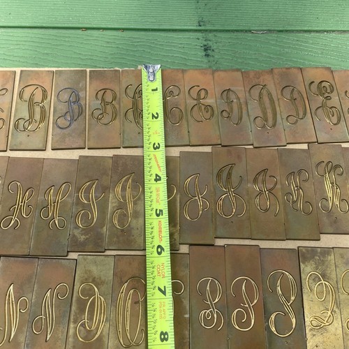 New Hermes Brass engraving- Monogram Cursive 3 Sizes fonts Alphabet 80 Pcs. Box - Picture 4 of 11