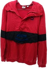 Puma Evo Windbreaker Jacket Mens Medium Red Retro Hooded Casual Logo Athletic