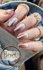 Red Aspen Press On Nails~Marcie Jean is Energized~Brown Ombre~Medium ~Coffin