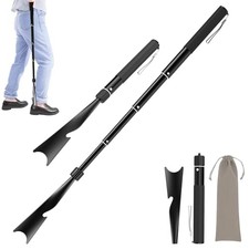 Shoe Horn Long Handle, 16.9'' - 37.4'' Telescopic Metal Shoe Horn with Trouser