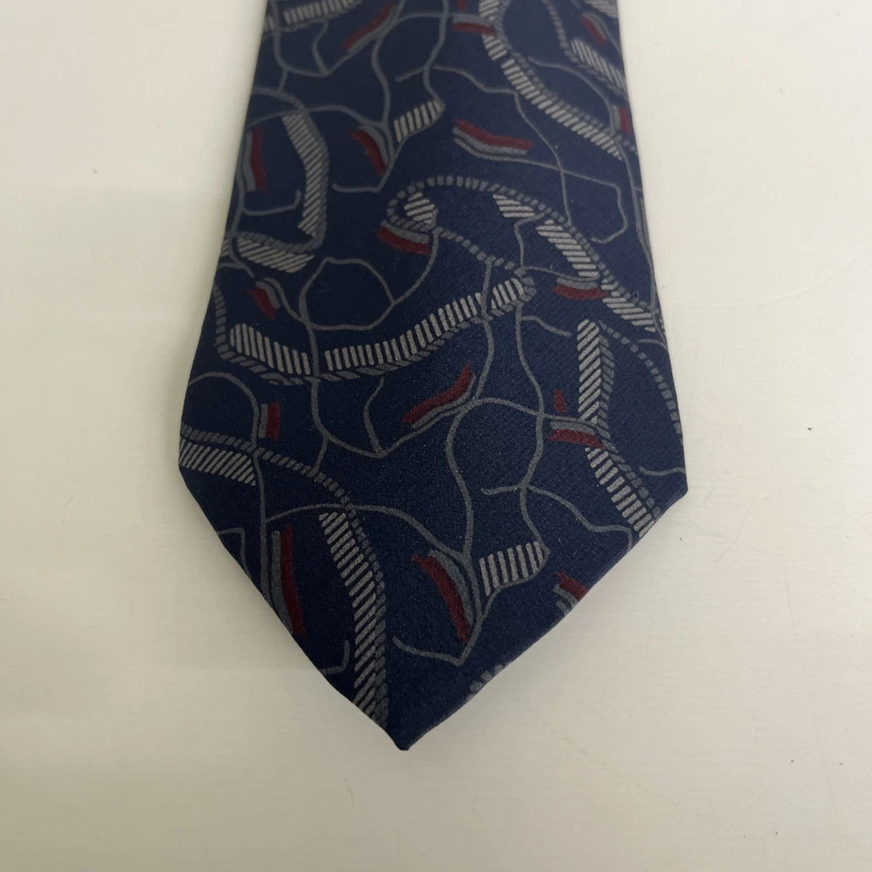 Corbata de seda vintage Enrico Coveri azul marino estampado abstracto Italia años 90 Foto 3 de 4