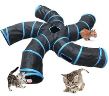 Cat Tunnel 5 Way Large Collapsible Tube Upgrade 6 Peek Hole SShaped Toy