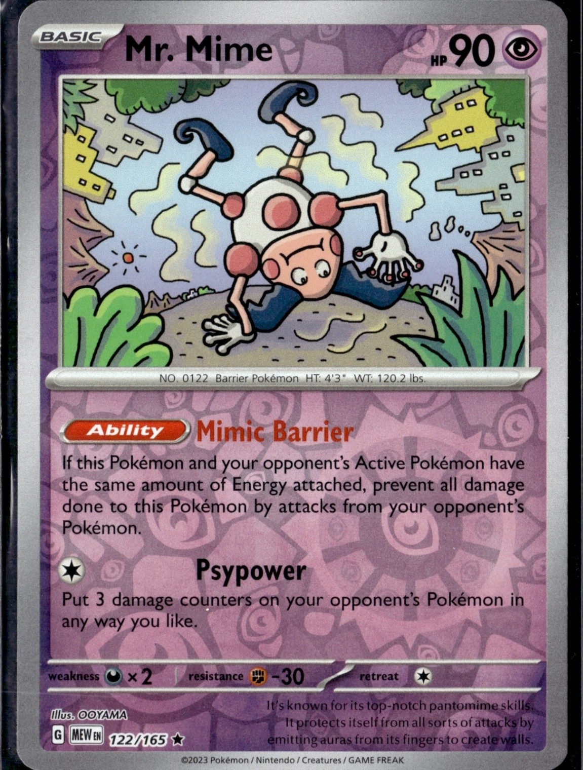 Mr. Mime 122/165 Rare SV: Scarlet & Violet 151 Pokemon TCG - NM
