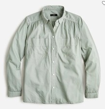 NWT J.Crew $89.50 Garment-dyed cotton poplin utility shirt, Faded Fatigue, Sz 2