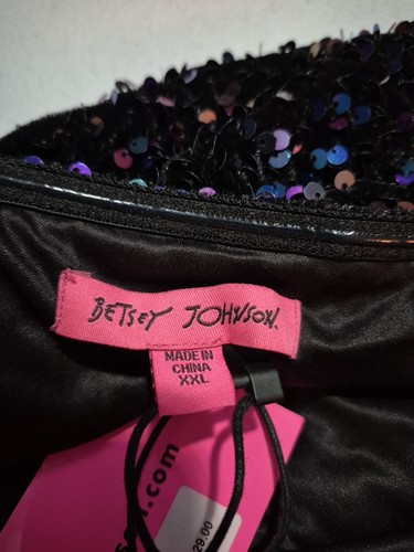 NWT Betsey Johnson Giselle Raven Black Mini Dress Sequin Strapless Zip Lined XXL - Picture 3 of 16
