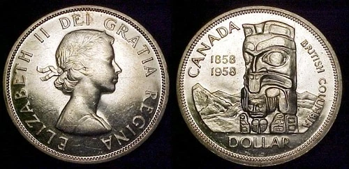 CANADA 1958 Silver Dollar AU+