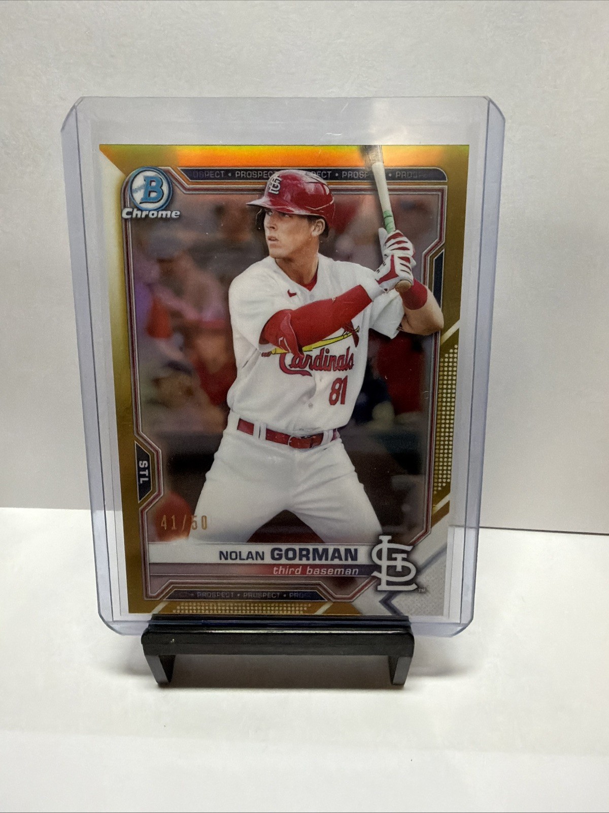 2023 Bowman Chrome - Nolan Gorman #48 gold Refractor /50 (RC)