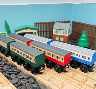 Wooden Railway Express Passenger & Brake Coach Train Custom Made