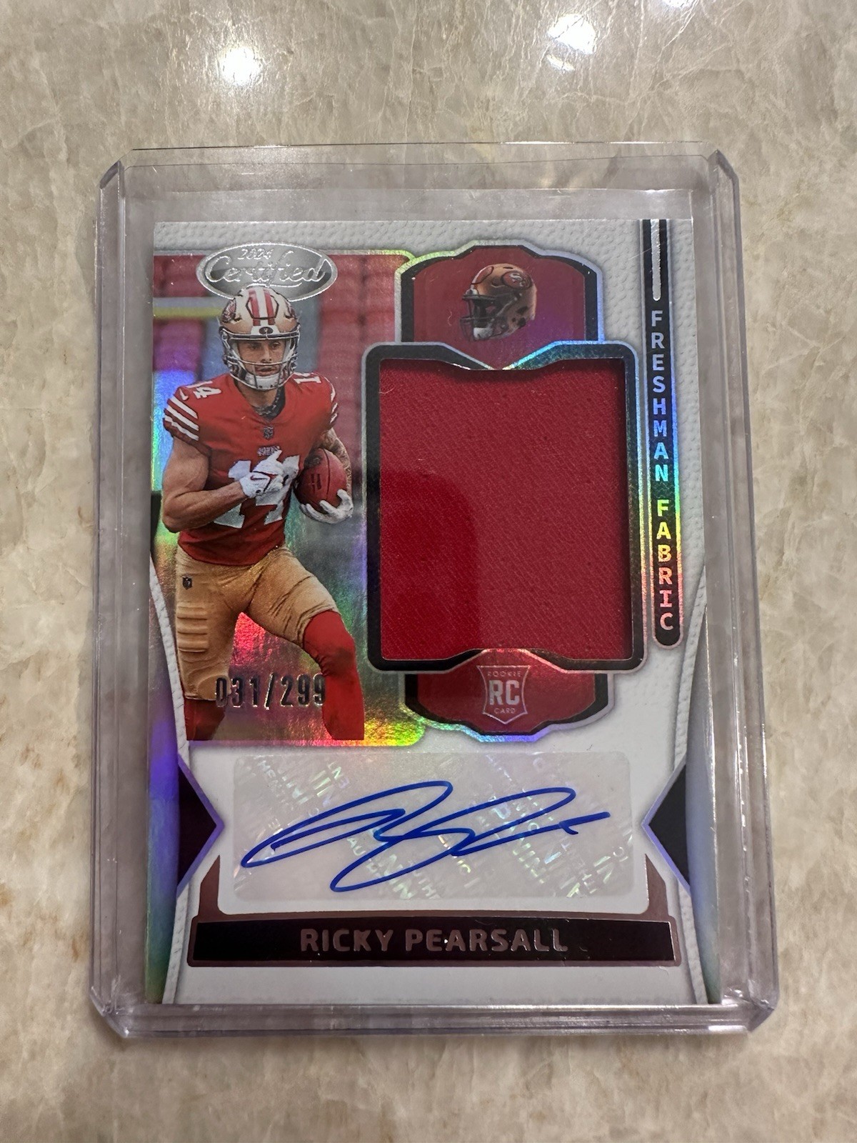 2024 Panini Certified Ricky Pearsall Freshman Fabric RC Patch Auto /299 49ers