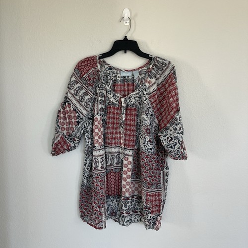 Liz & Me Westernbluse mit Bandana-Print Größe 1X