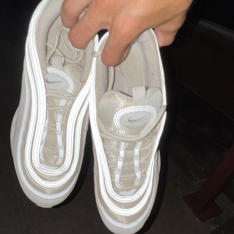 Nike Air Max 97 Triple White Wolf Gray Size 9 Men lightly Used