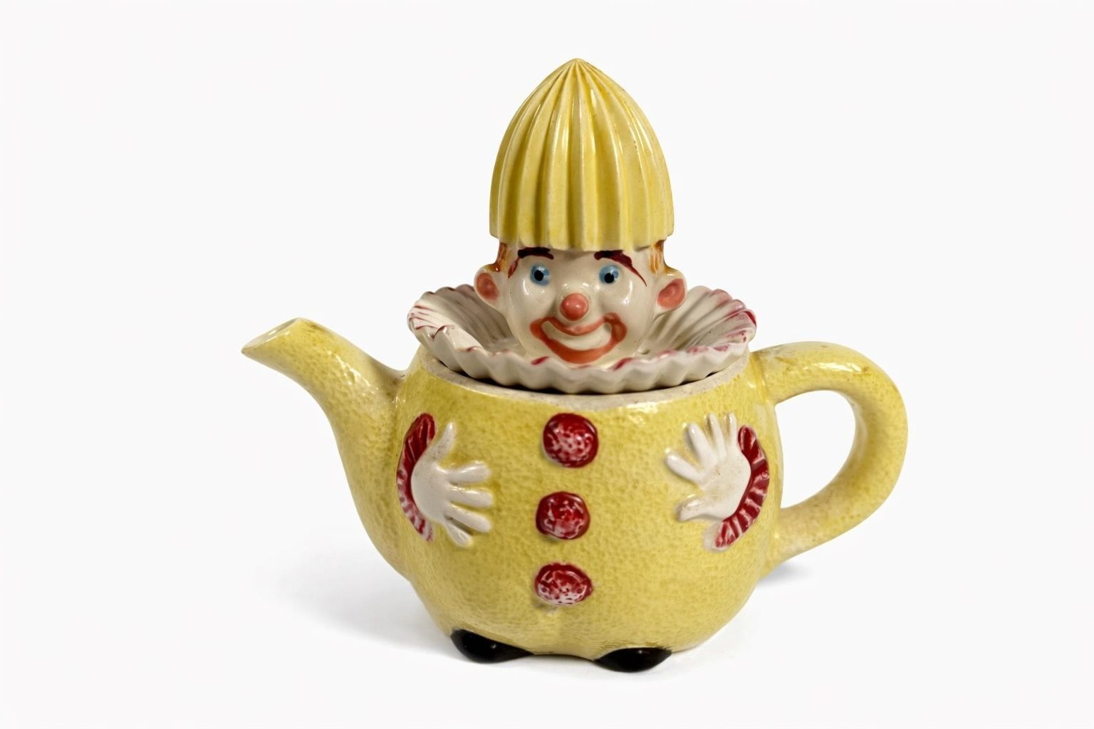 Tea Pot Juicer Smiling Clown Porcelain Ceramic Japan Kitchen