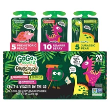 Fruit & Veggiez Applesauce and Puree Variety Pack, Jurassic Pear, Roarrrr Berry 
