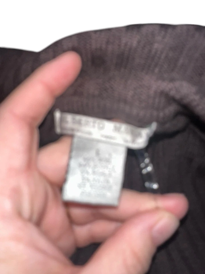 Vestido Suéter Alberto Makali Para Mujer Cuello Capucha L Lana Mezcla Mohair Marrón Tostado Foto 4 de 4