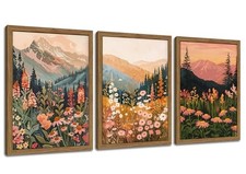 Boho Colorful Landscape wall art Wildflower Mountain 12x16Inch Framed Colourful