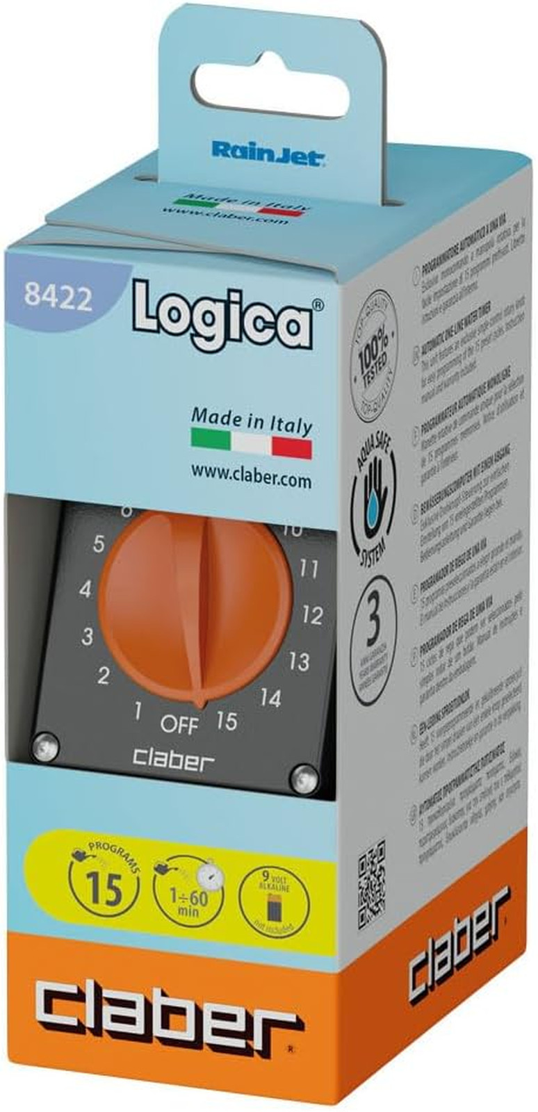 Claber Aquauno Logica 8422: Programmatore Irrigazione a Rubinetto Made in Italy - 3