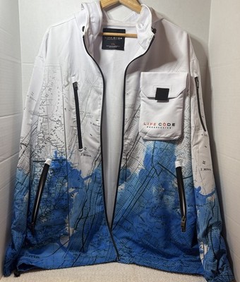 Life Code Progressive Men s XXL Utility Full Zip Jacket White Map Outdoor Pocket