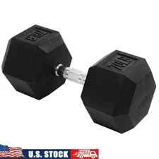 Rubber Hex Dumbbell 70lbs Non Slip Grip Weight Ideal Strength Training New