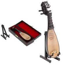 Dollhouse Miniature Wooden Lute Musical Model for 1/6 Action Figures 12inch