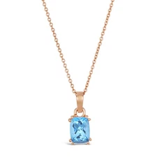 LeVian 925 Sterling Silver Rose Gold Plated Blue Topaz 1.4 cts Necklace Pendant