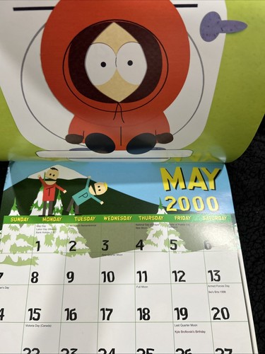 South Park Wandkalender Jahr 2000--16 Monate- gebraucht -2028 Wiederverwendung Vintage - Bild 5 von 8