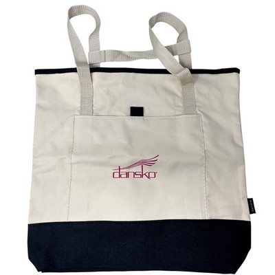 Dansko Gemline Convertible Tote Bag Backpack Beige Black Canvas Outer Pocket